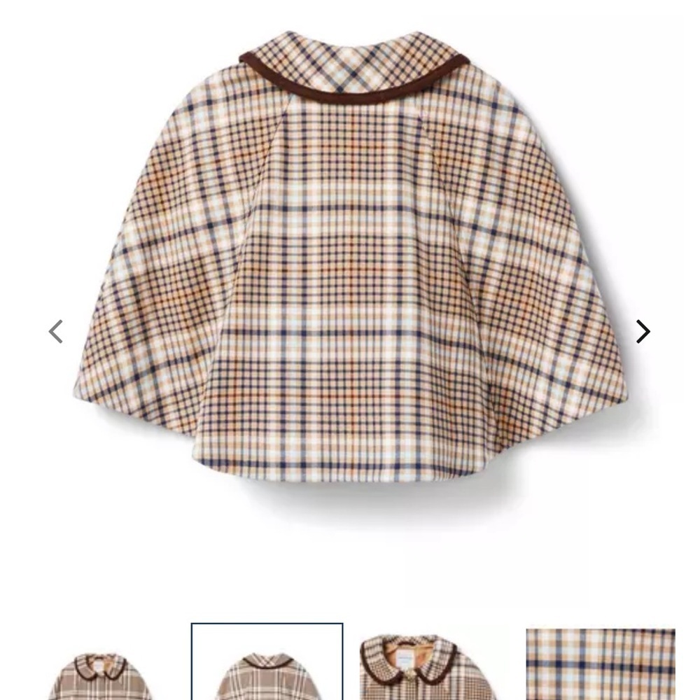 Janie and Jack Plaid Cape - Green, Orange, Brown - Picture 10 of 10